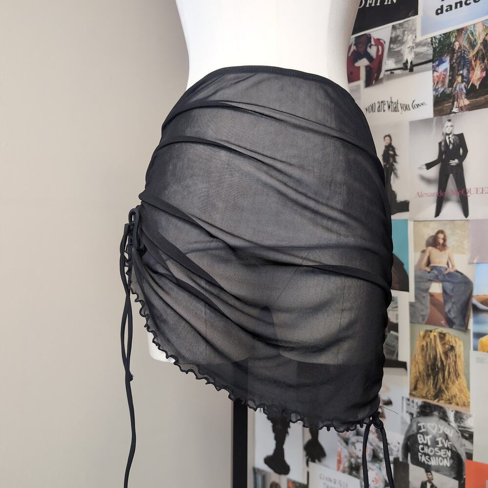 Sheer Mesh Ruched Mini Whimsy Skirt